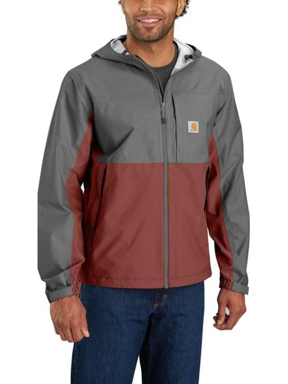 NWT Carhartt Storm Defender Hooded Rain Jacket Lightweight Gray Men's Size M
